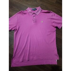 Polo Ralph‎ Lauren Polo Shirt Mens L Pink Short Sleeve Cotton Pony Logo Casual
